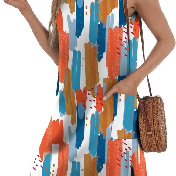 Coverup Summer Dresses for Women 2025 Eyelet Casual Loose Sleeveless Sundresses - Picture 2 of 5